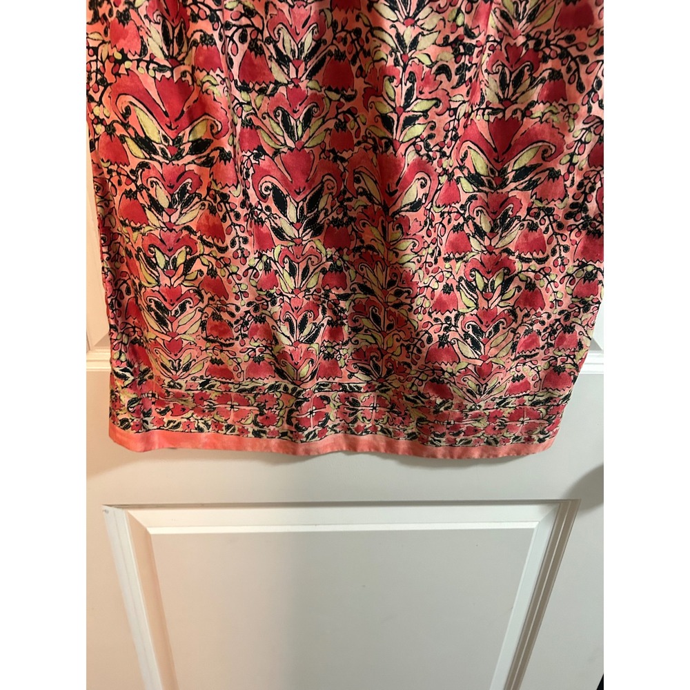 Peruvian Connection Pink Orange Floral Pima Cotton Sheath Dress Size 6 - Picture 5 of 8